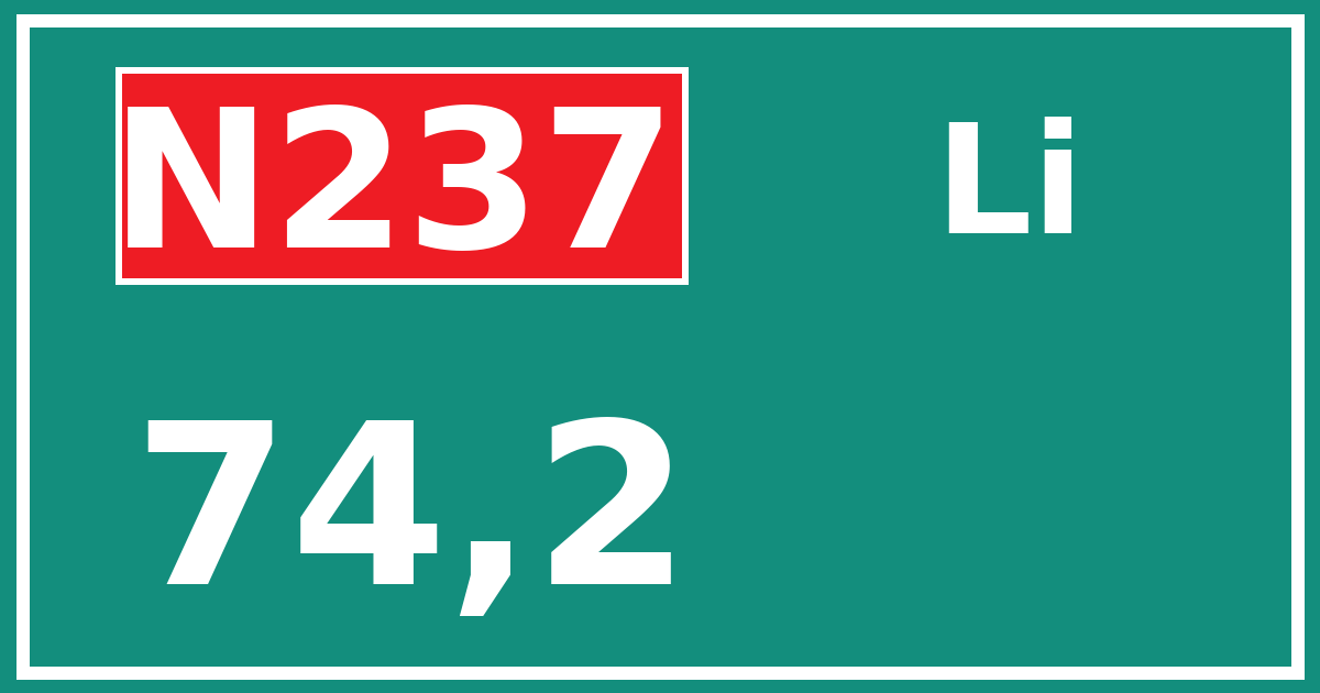 Hectometerbord N237 74,2 zijde Li