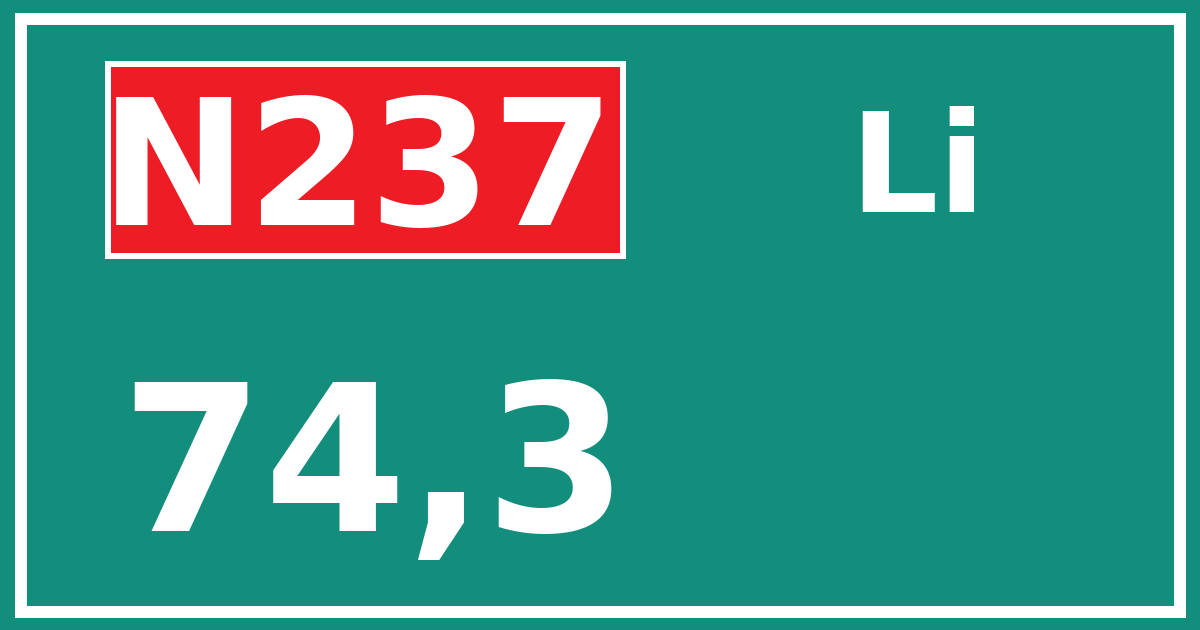 Hectometerbord N237 74,3 zijde Li