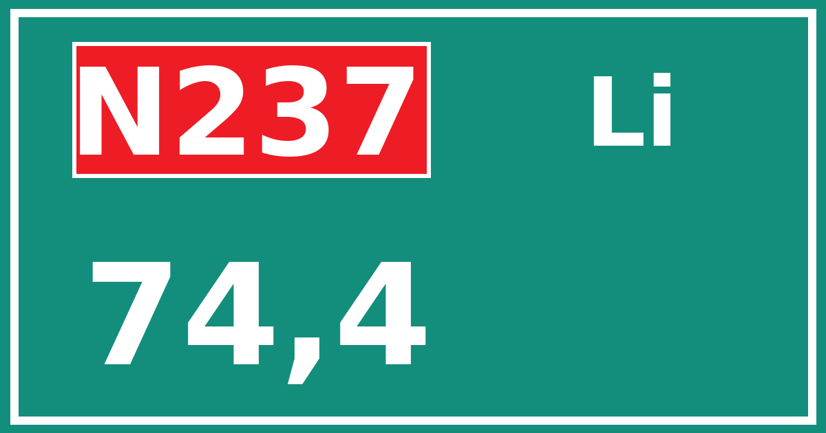 Hectometerbord N237 74,4 zijde Li