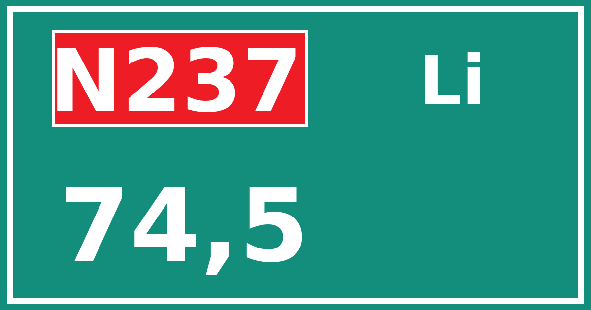 Hectometerbord N237 74,5 zijde Li