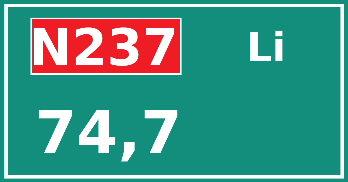 Hectometerbord N237 74,7 zijde Li