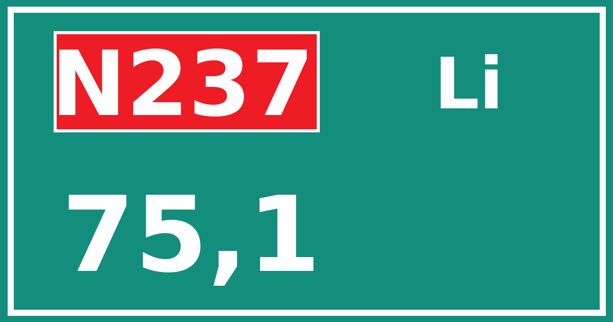 Hectometerbord N237 75,1 zijde Li