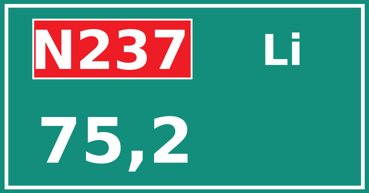 Hectometerbord N237 75,2 zijde Li