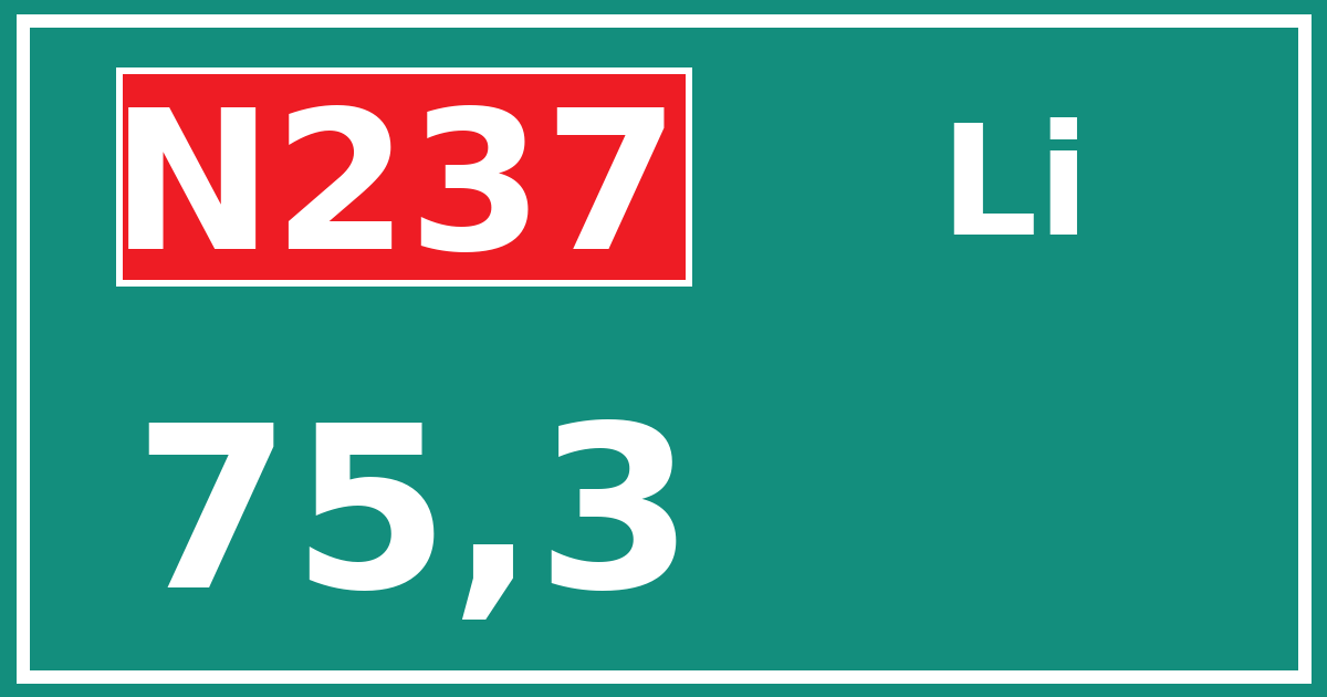 Hectometerbord N237 75,3 zijde Li