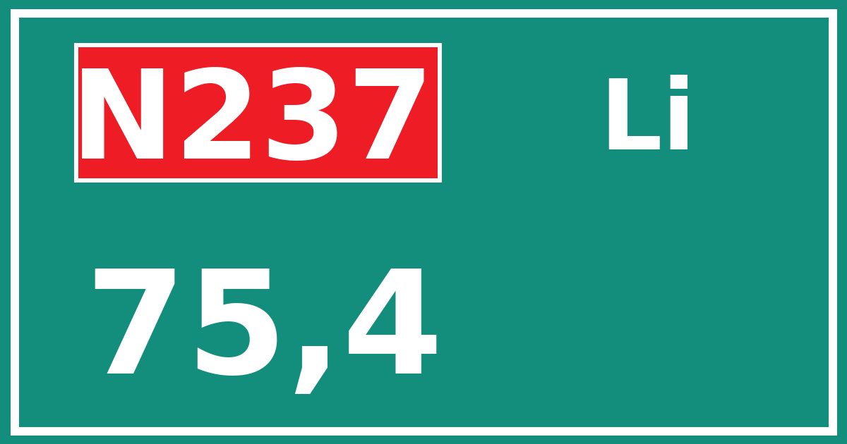Hectometerbord N237 75,4 zijde Li