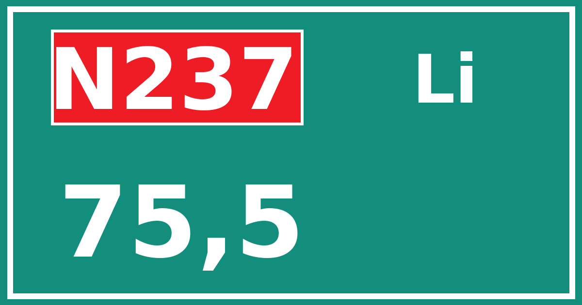 Hectometerbord N237 75,5 zijde Li