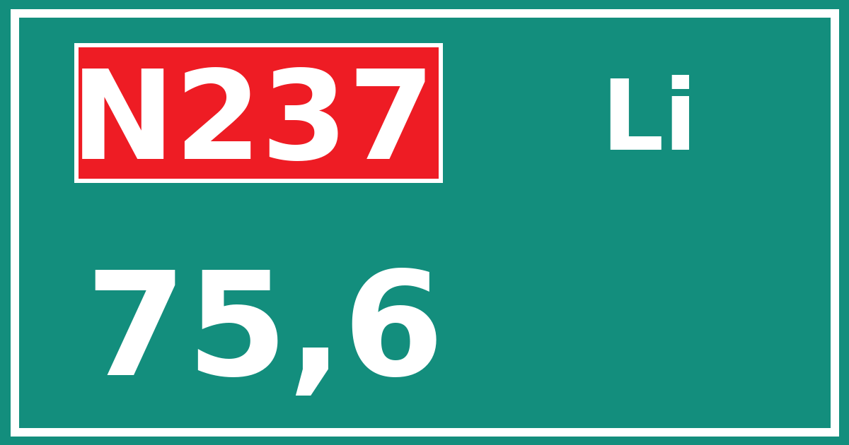 Hectometerbord N237 75,6 zijde Li