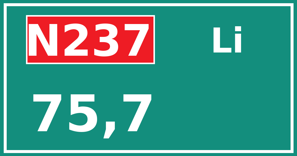 Hectometerbord N237 75,7 zijde Li