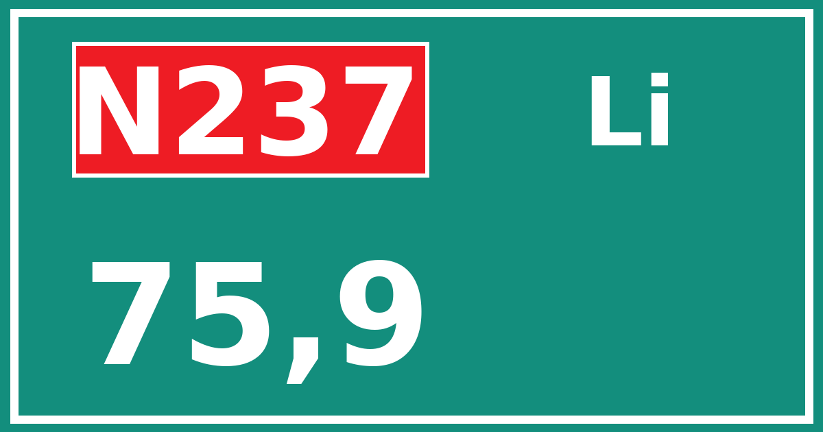 Hectometerbord N237 75,9 zijde Li