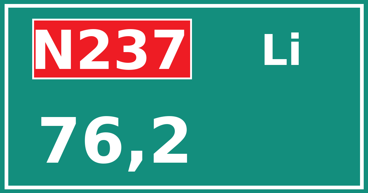 Hectometerbord N237 76,2 zijde Li