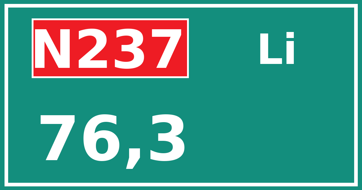 Hectometerbord N237 76,3 zijde Li