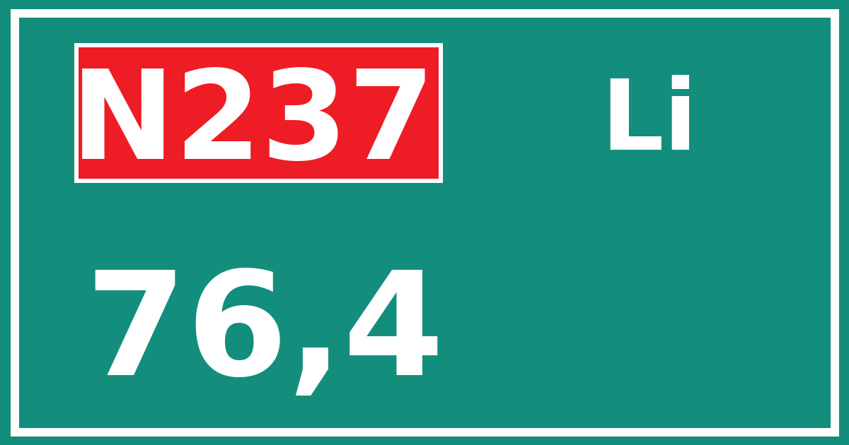 Hectometerbord N237 76,4 zijde Li