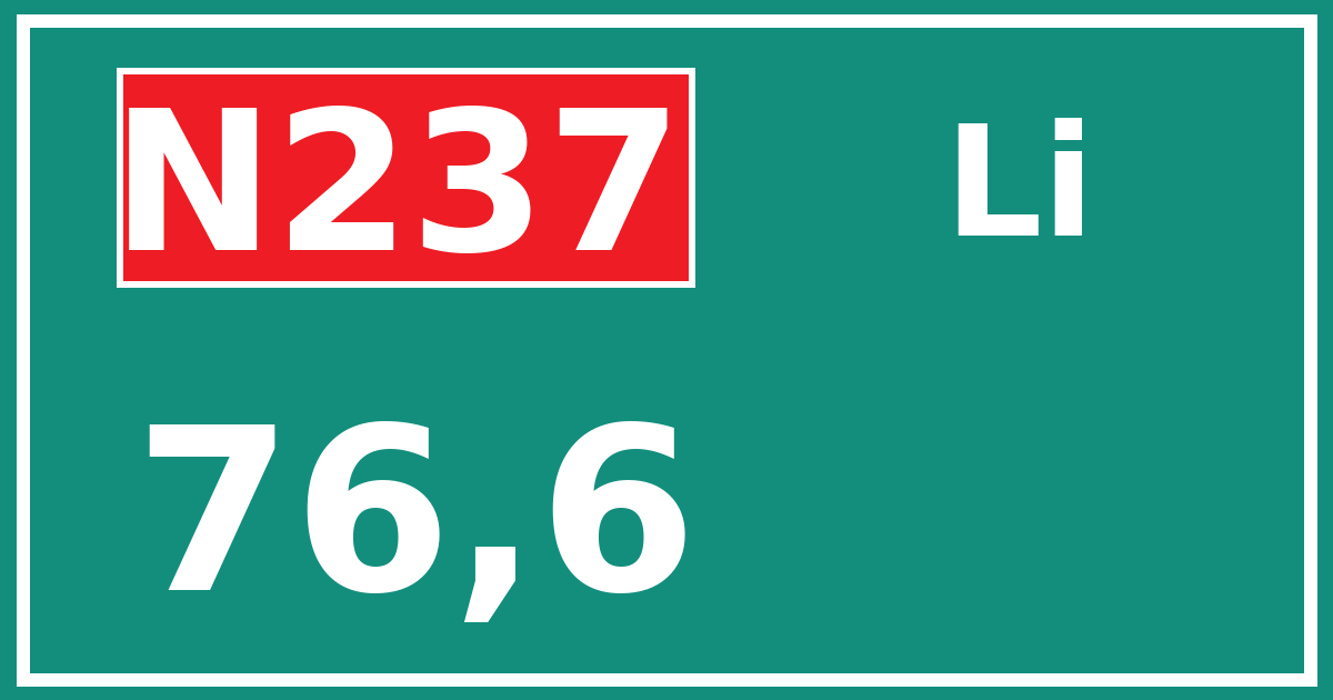 Hectometerbord N237 76,6 zijde Li