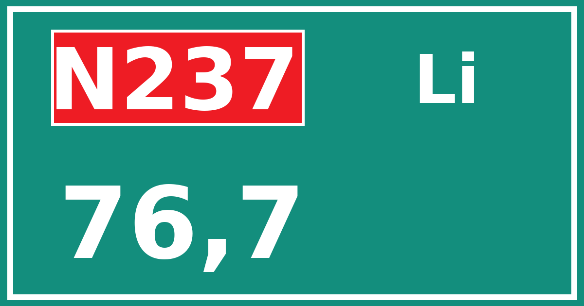 Hectometerbord N237 76,7 zijde Li