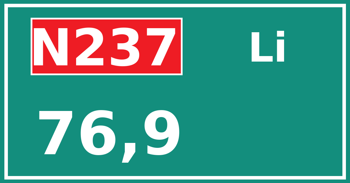 Hectometerbord N237 76,9 zijde Li