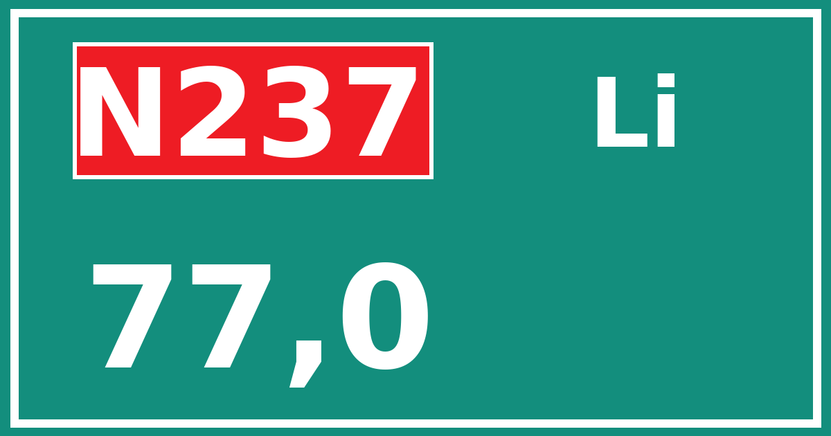 Hectometerbord N237 77,0 zijde Li