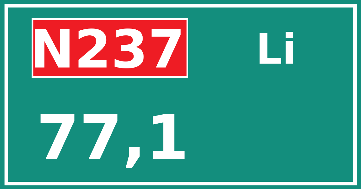 Hectometerbord N237 77,1 zijde Li