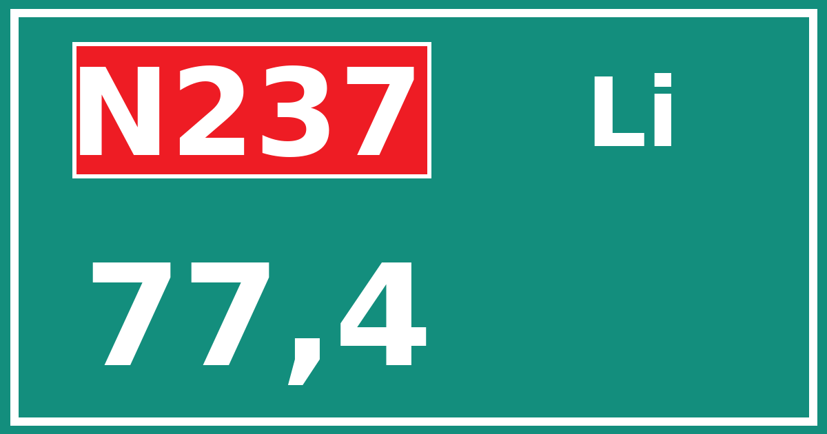 Hectometerbord N237 77,4 zijde Li