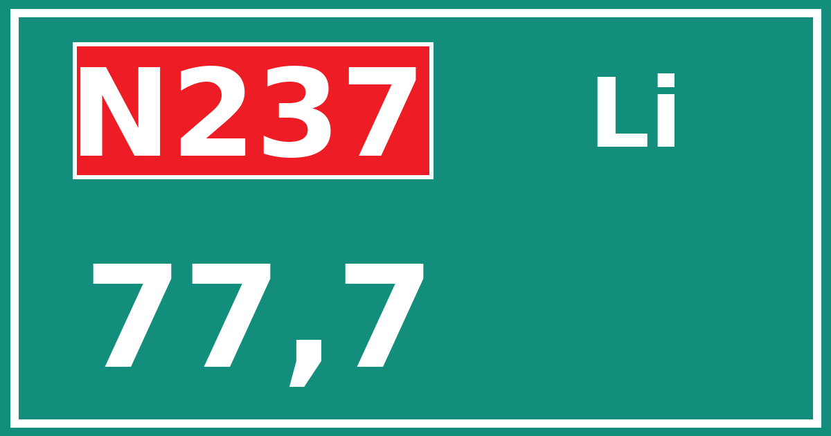 Hectometerbord N237 77,7 zijde Li