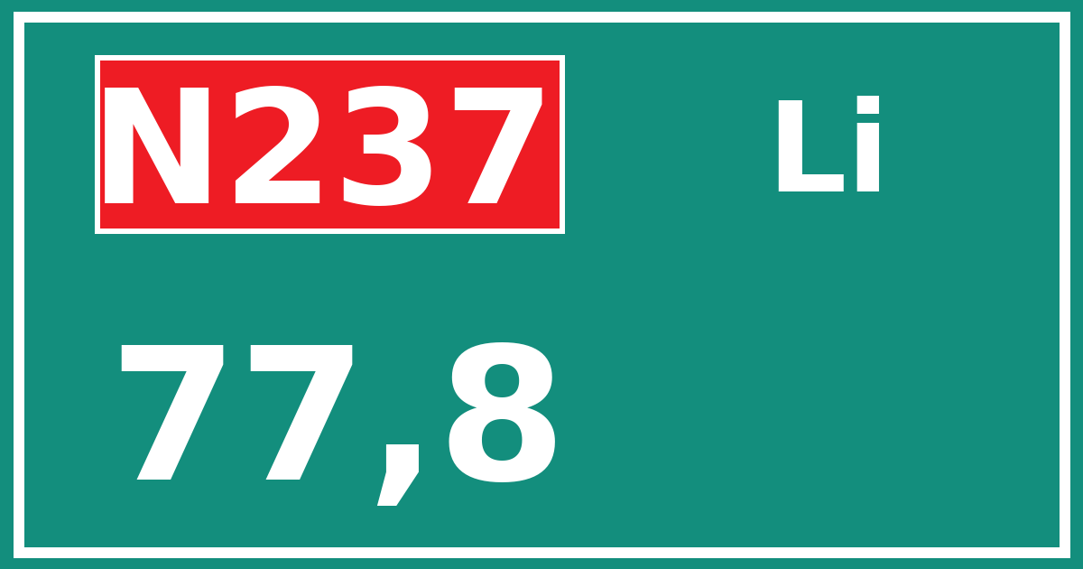 Hectometerbord N237 77,8 zijde Li