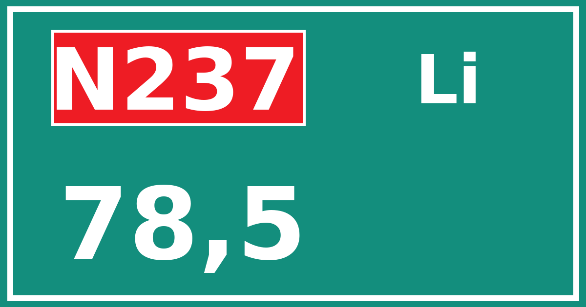 Hectometerbord N237 78,5 zijde Li
