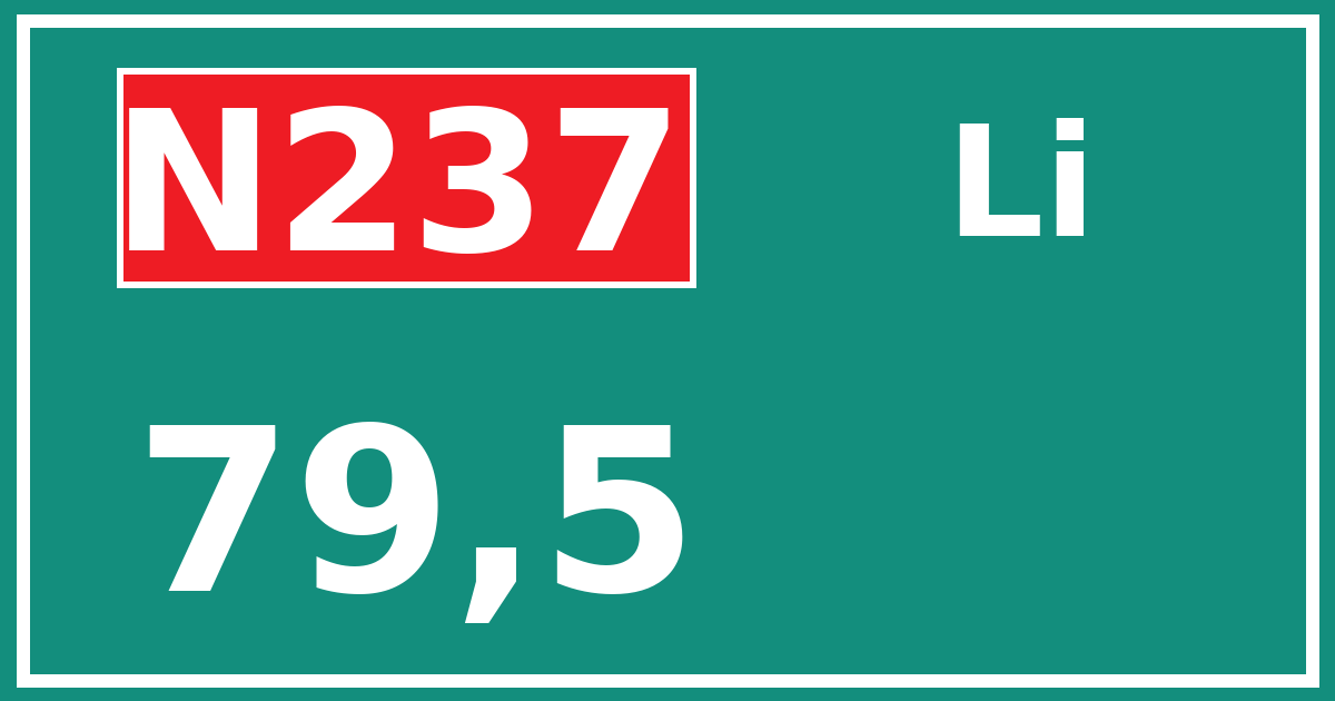 Hectometerbord N237 79,5 zijde Li