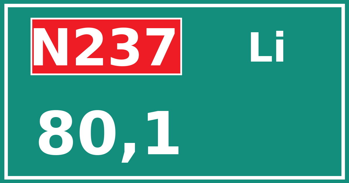 Hectometerbord N237 80,1 zijde Li