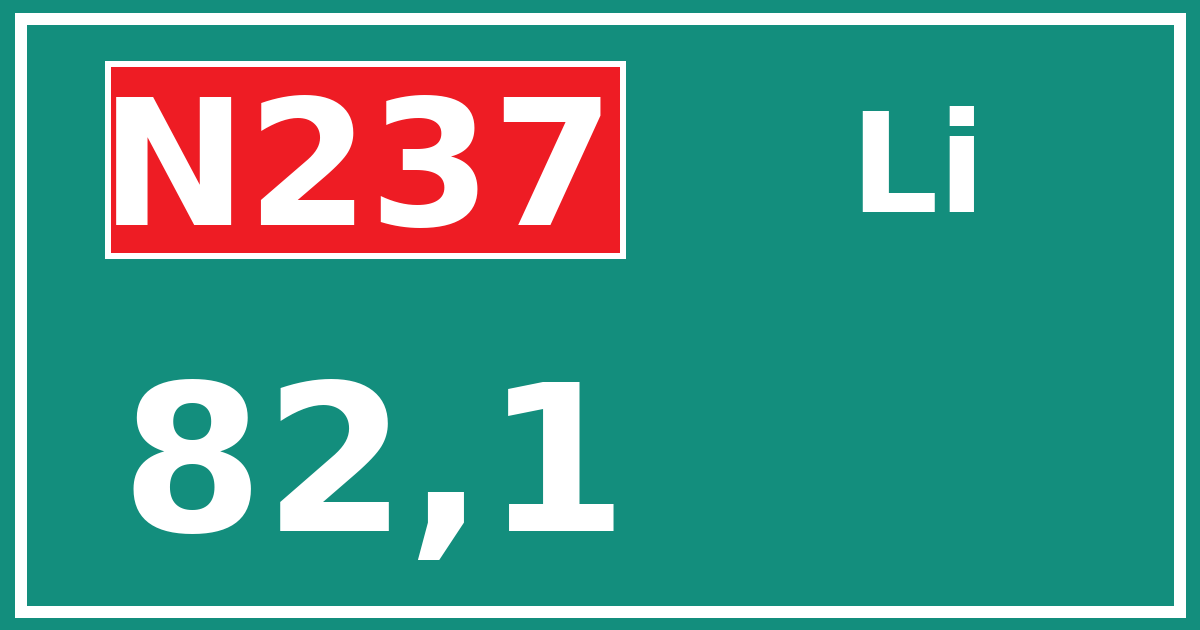 Hectometerbord N237 82,1 zijde Li