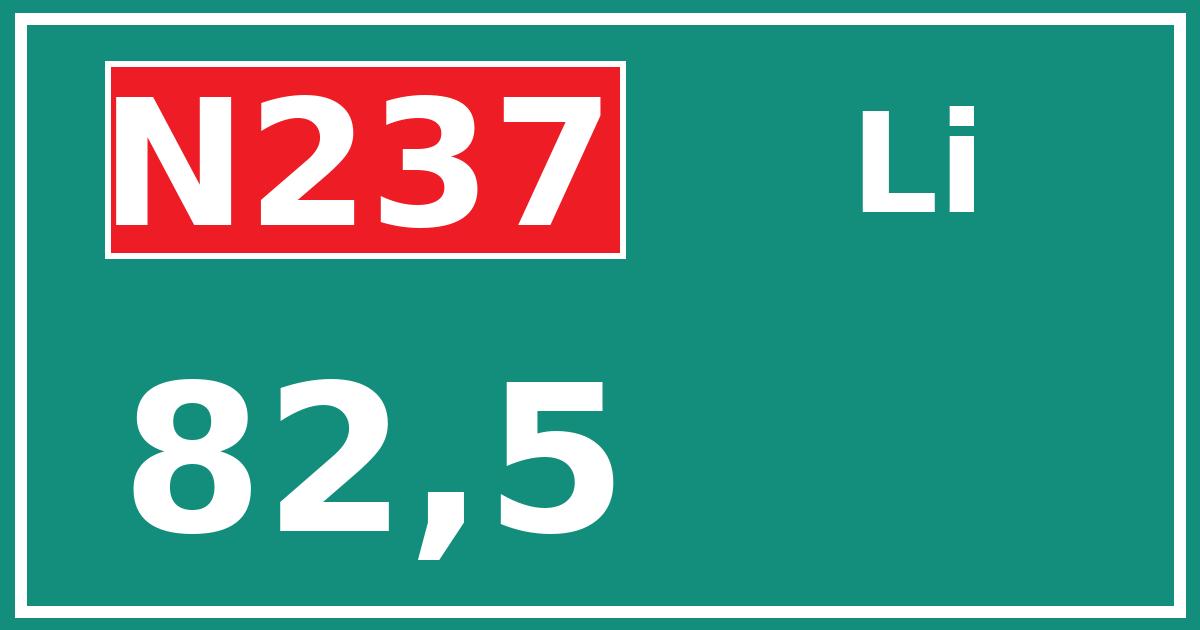 Hectometerbord N237 82,5 zijde Li