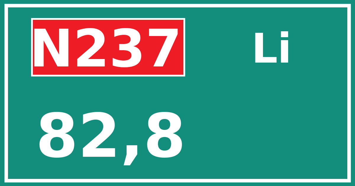 Hectometerbord N237 82,8 zijde Li