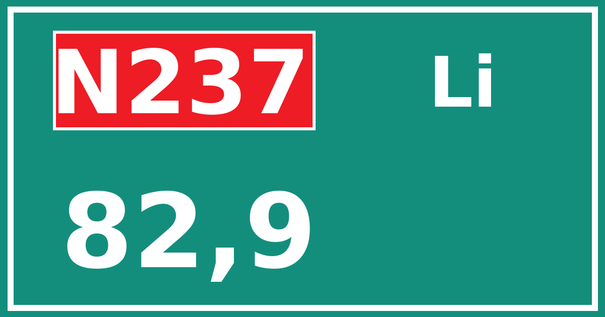 Hectometerbord N237 82,9 zijde Li