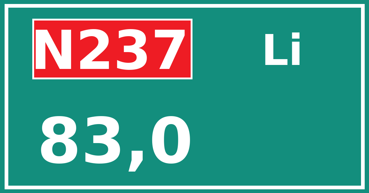 Hectometerbord N237 83,0 zijde Li