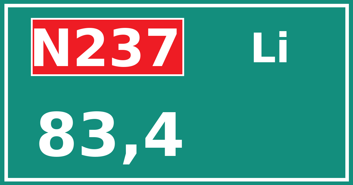Hectometerbord N237 83,4 zijde Li