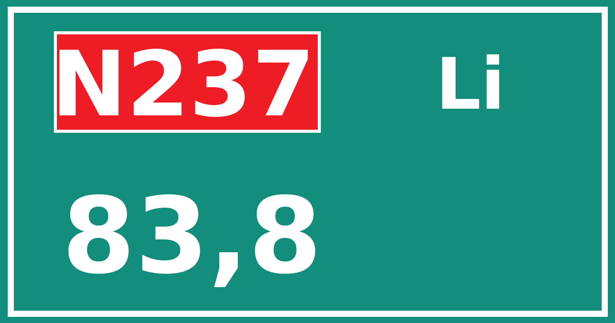 Hectometerbord N237 83,8 zijde Li
