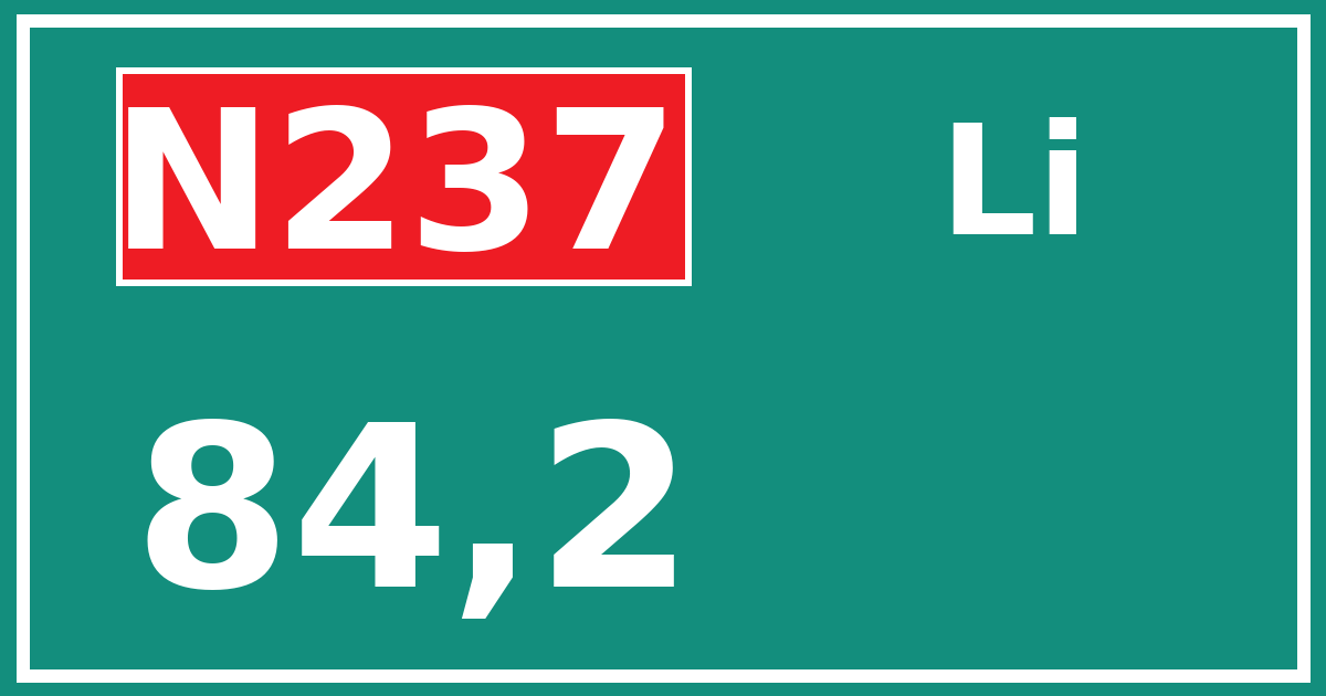 Hectometerbord N237 84,2 zijde Li