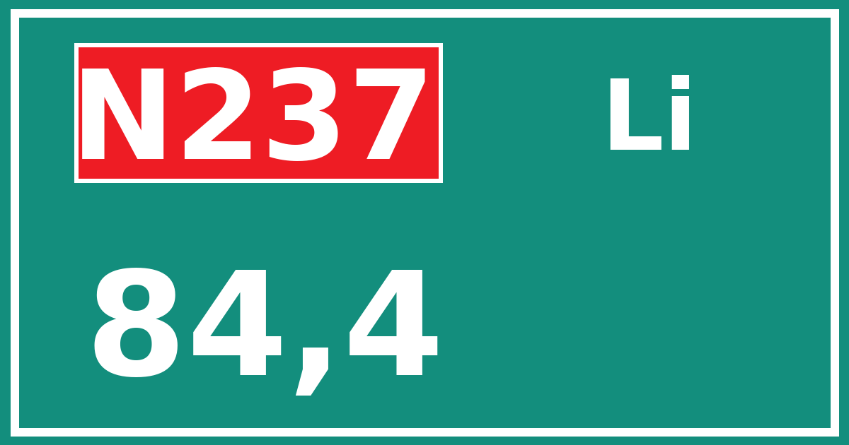 Hectometerbord N237 84,4 zijde Li