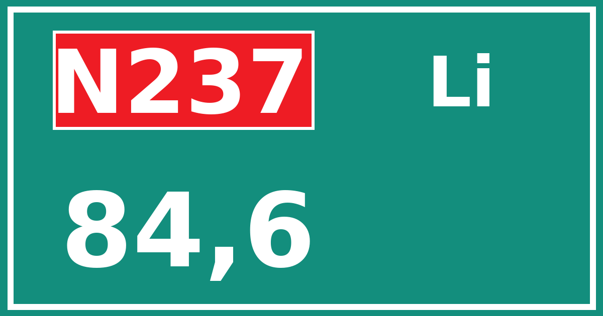 Hectometerbord N237 84,6 zijde Li