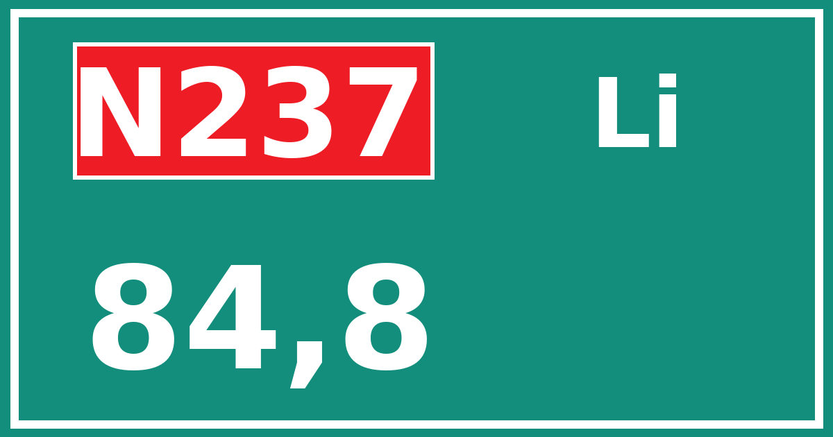 Hectometerbord N237 84,8 zijde Li