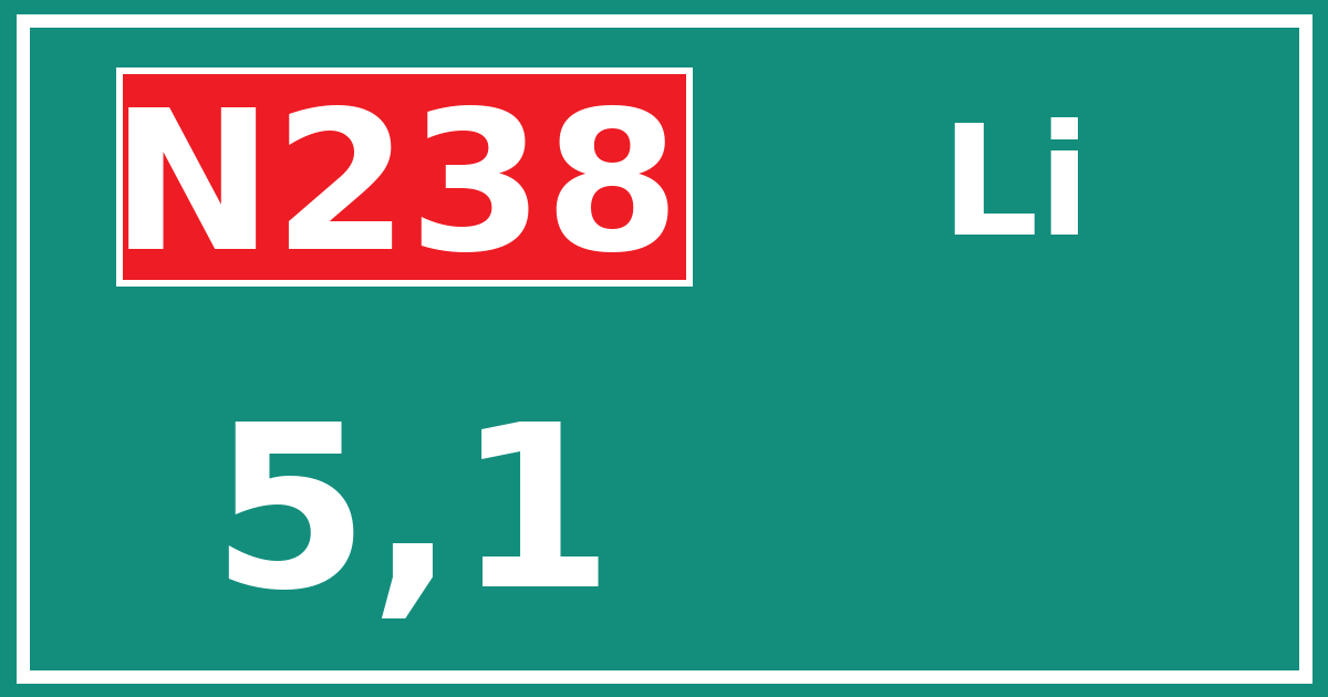 Hectometerbord N238 5,1 zijde Li