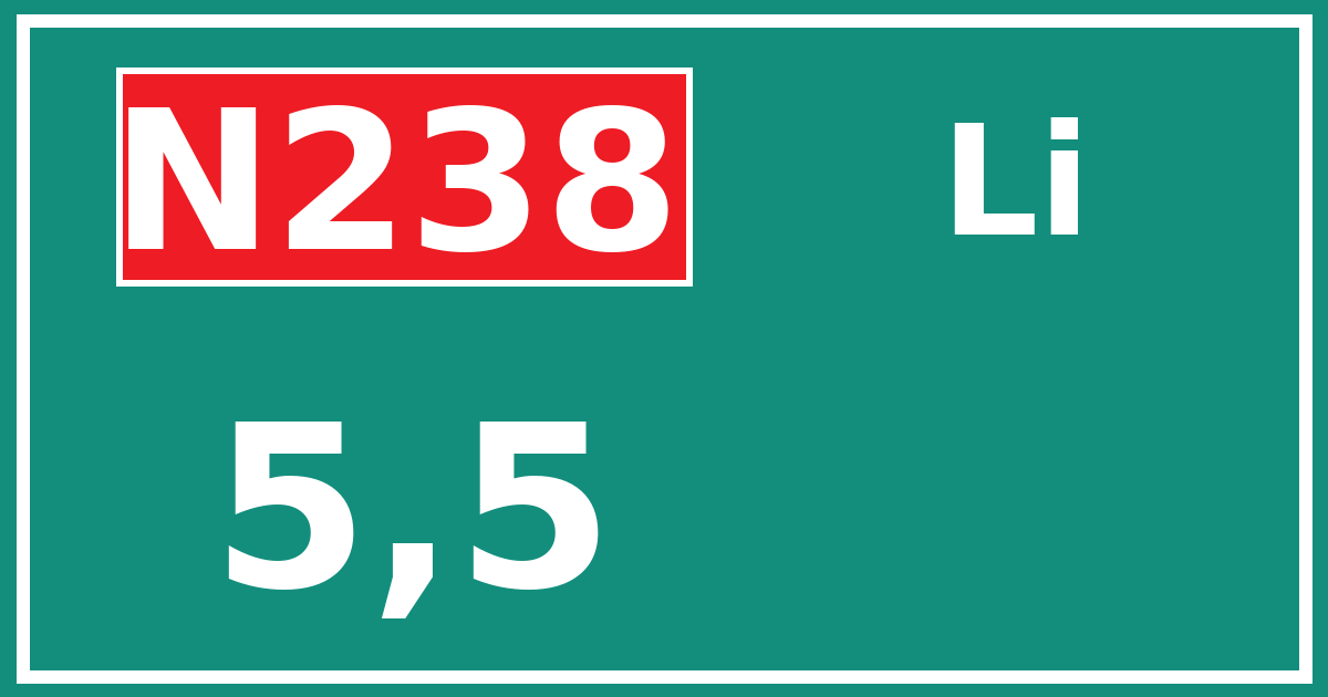 Hectometerbord N238 5,5 zijde Li