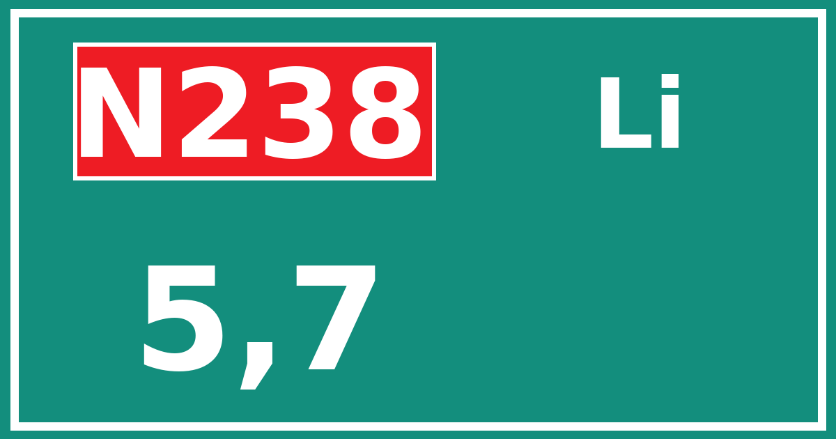 Hectometerbord N238 5,7 zijde Li