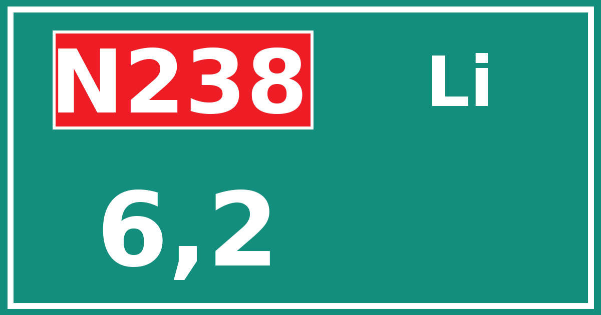 Hectometerbord N238 6,2 zijde Li
