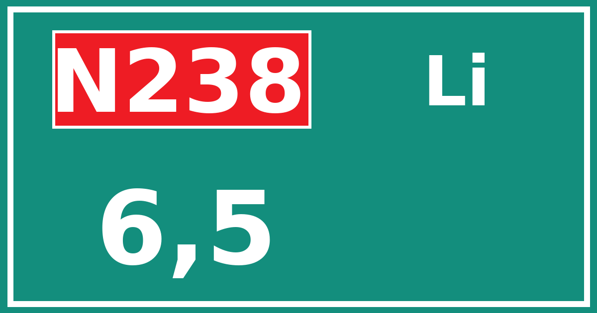 Hectometerbord N238 6,5 zijde Li