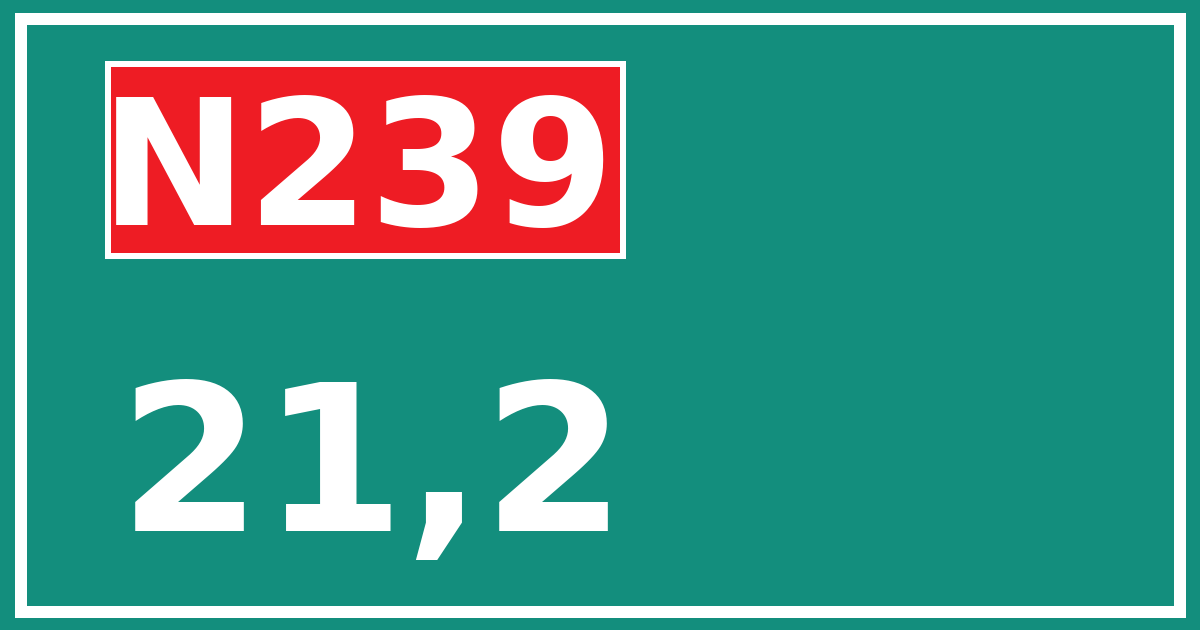 Hectometerbord N239 21,2