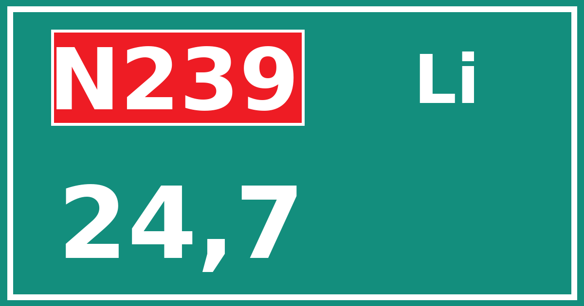 Hectometerbord N239 24,7 zijde Li