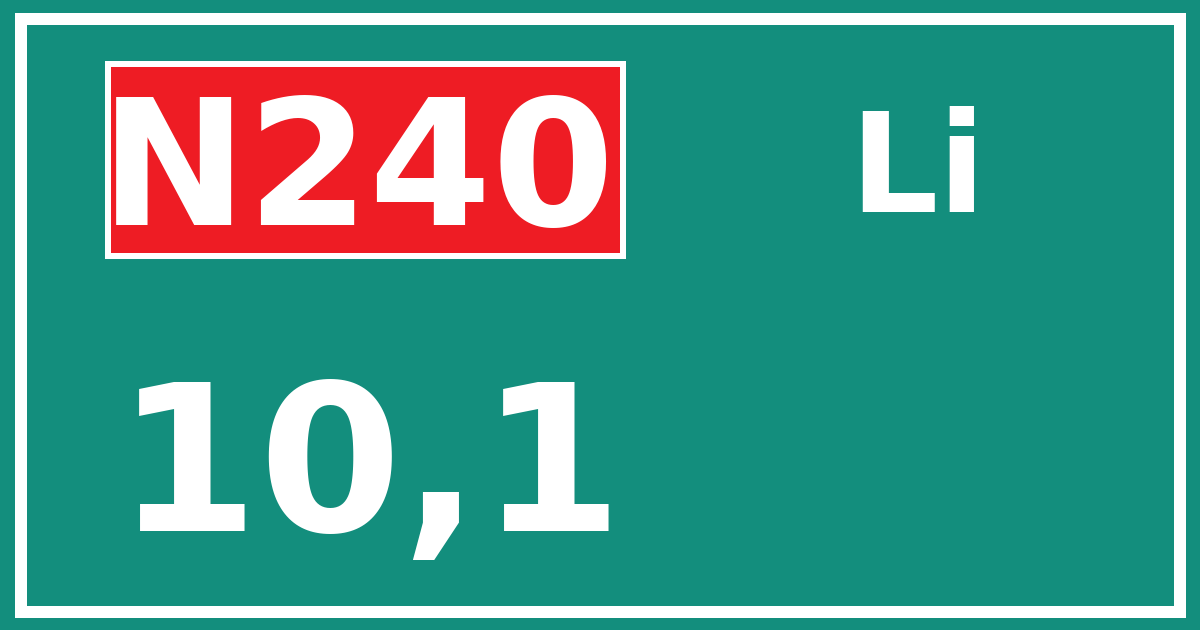 Hectometerbord N240 10,1 zijde Li