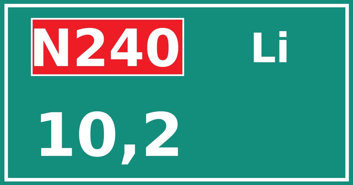 Hectometerbord N240 10,2 zijde Li