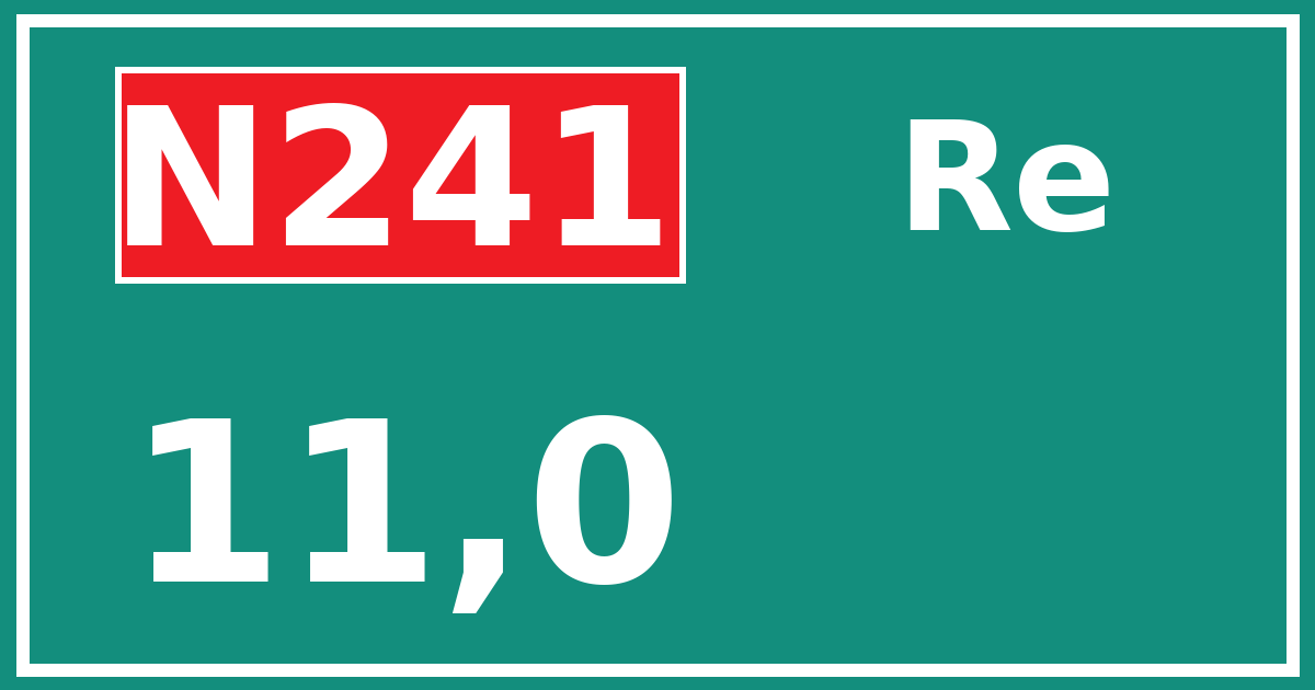 Hectometerbord N241 11,0 zijde Re