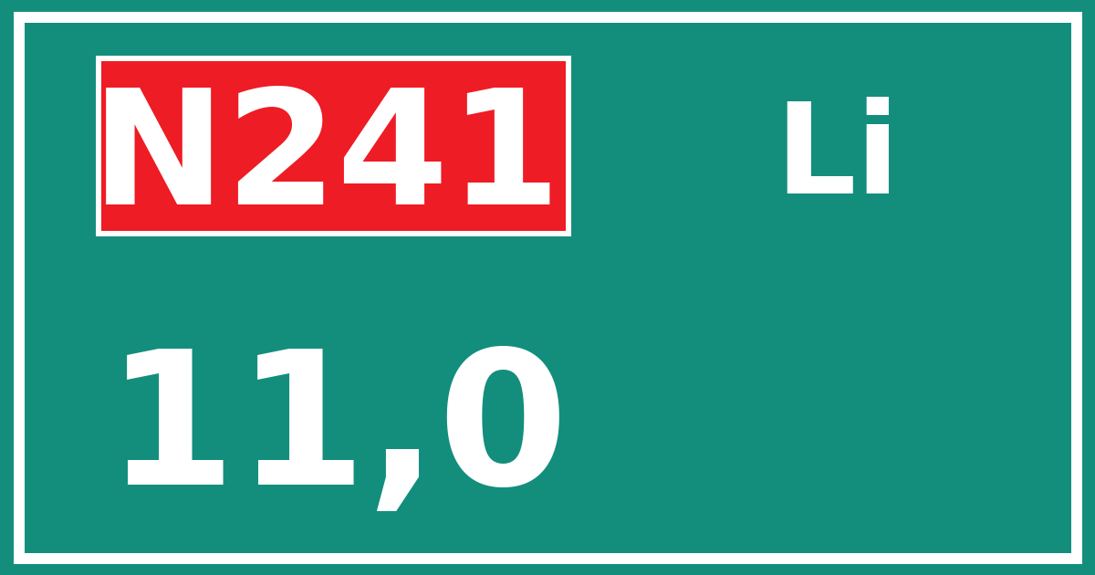 Hectometerbord N241 11,0 zijde Li