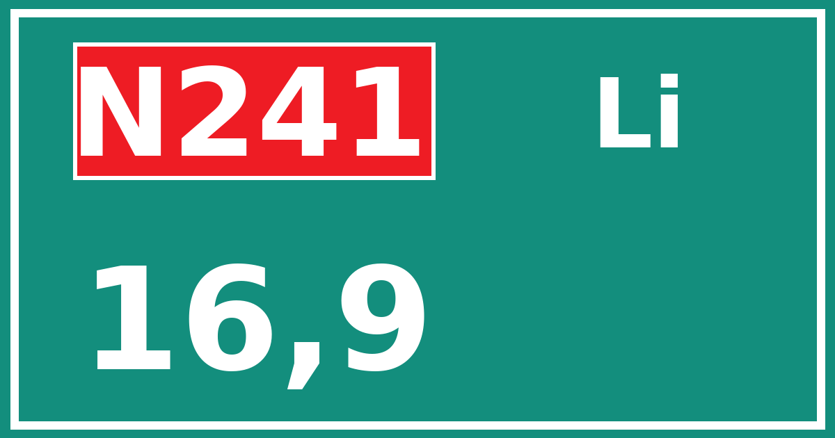 Hectometerbord N241 16,9 zijde Li
